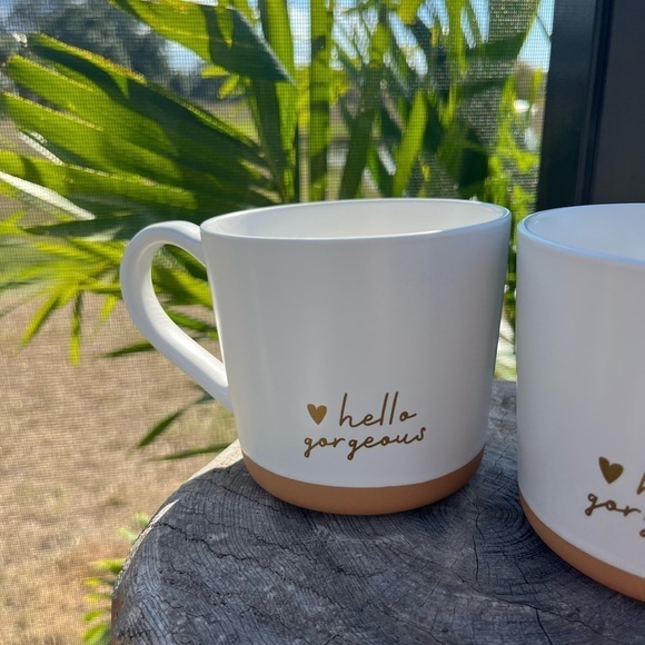 2 Hello Gorgeous Stoneware Mug White Terracotta - Picture 3 of 9